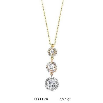 Harem Altın KLY1174 14 Ayar Altın Üçtaş Tria Kolye
