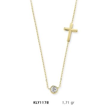 Harem Altın KLY1178 14 Ayar Altın Tektaş Haç Kolye