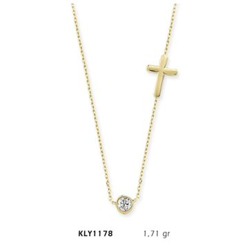 Harem Altın KLY1178 14 Ayar Altın Tektaş Haç Kolye