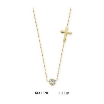 Harem Altın KLY1178 14 Ayar Altın Tektaş Haç Kolye