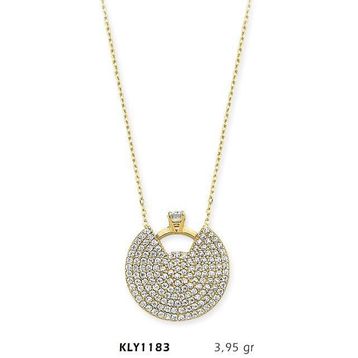 Harem Altın KLY1183 14 Ayar Altın Dilim Tektaş Yüzük Kolye