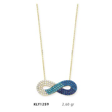 Harem Altın KLY1259 14 Ayar Altın Mavi Sonsuzluk Kolye