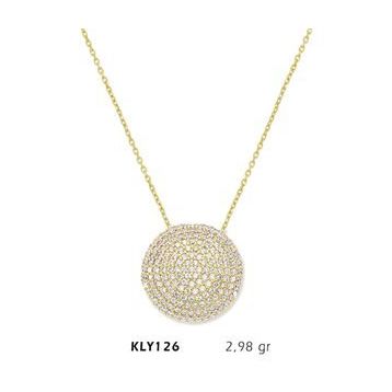 Harem Altın KLY126 14 Ayar Altın Taşlı Daire Kolye