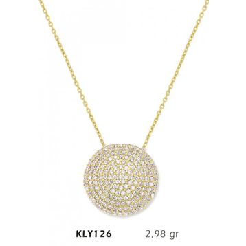 Harem Altın KLY126 14 Ayar Altın Taşlı Daire Kolye
