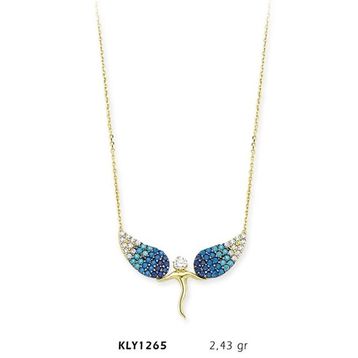Harem Altın KLY1265 14 Ayar Altın Mavi Melek Kolye