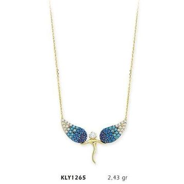 Harem Altın KLY1265 14 Ayar Altın Mavi Melek Kolye