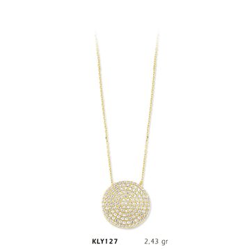 Harem Altın KLY127 14 Ayar Altın Taşlı Daire Kolye