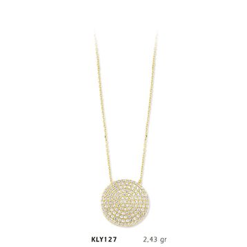 Harem Altın KLY127 14 Ayar Altın Taşlı Daire Kolye