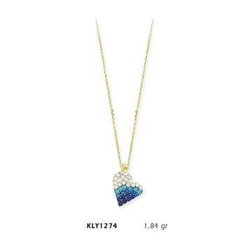 Harem Altın KLY1274 14 Ayar Altın Mavi Kalp Kolye