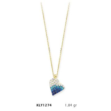 Harem Altın KLY1274 14 Ayar Altın Mavi Kalp Kolye
