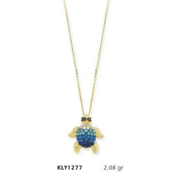 Harem Altın KLY1277 14 Ayar Altın Mavi Kaplumbağa Kolye