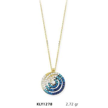 Harem Altın KLY1278 14 Ayar Altın Mavi Spiral Kolye