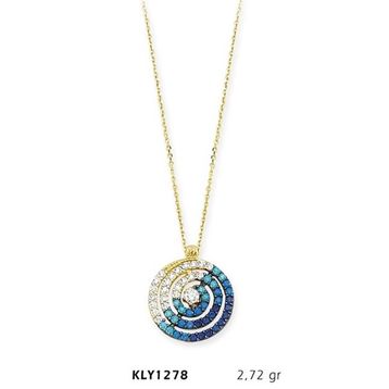 Harem Altın KLY1278 14 Ayar Altın Mavi Spiral Kolye