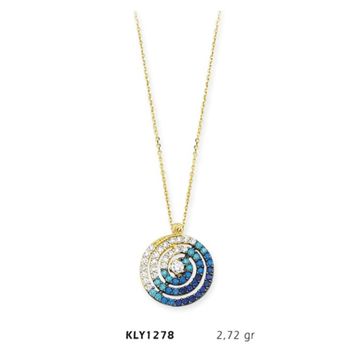 Harem Altın KLY1278 14 Ayar Altın Mavi Spiral Kolye
