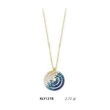 Harem Altın KLY1278 14 Ayar Altın Mavi Spiral Kolye