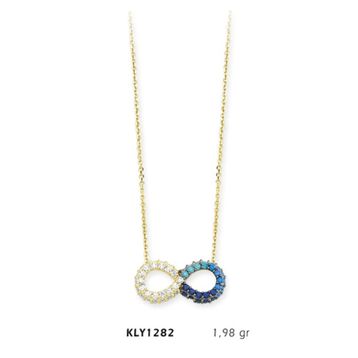 Harem Altın KLY1282 14 Ayar Altın Mavi Sonsuzluk Kolye