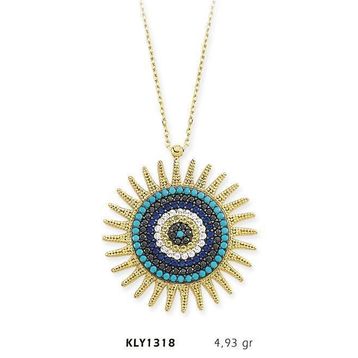 Harem Altın KLY1318 14 Ayar Altın Nazar Boncuğu Güneş Kolye