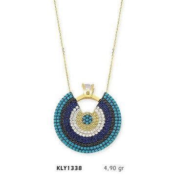 Harem Altın KLY1338 14 Ayar Altın Dilim Nazar Boncuğu Kolye