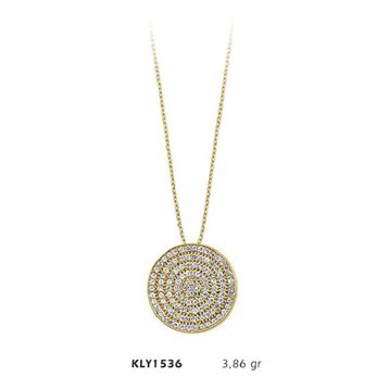 Harem Altın KLY1536 14 Ayar Altın Taşlı Daire Kolye