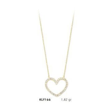 Harem Altın KLY166 14 Ayar Altın Taşlı Kalp Kolye