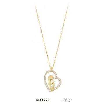 Harem Altın KLY1799 14 Ayar Altın Anne ve Bebeği Kalp Kolye