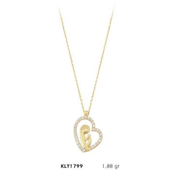 Harem Altın KLY1799 14 Ayar Altın Anne ve Bebeği Kalp Kolye