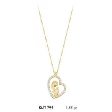 Harem Altın KLY1799 14 Ayar Altın Anne ve Bebeği Kalp Kolye