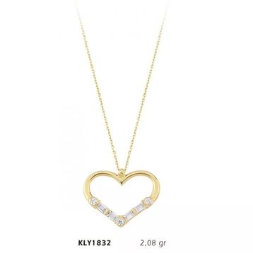 Harem Altın KLY1832 14 Ayar Altın Taşlı Kalp Kolye