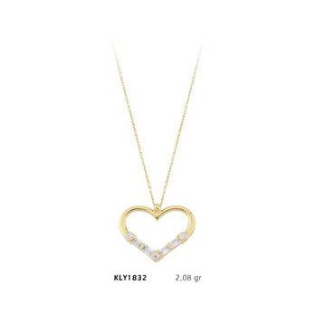 Harem Altın KLY1832 14 Ayar Altın Taşlı Kalp Kolye