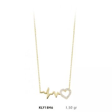 Harem Altın KLY1846 14 Ayar Altın Kalp ve Ritmi Kolye