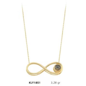 Harem Altın KLY1851 14 Ayar Altın 100 Dilde Seni Seviyorum Taşlı Sonsuzluk Kolye