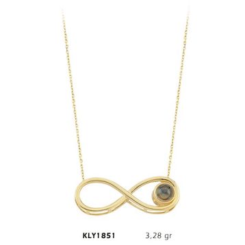 Harem Altın KLY1851 14 Ayar Altın 100 Dilde Seni Seviyorum Taşlı Sonsuzluk Kolye