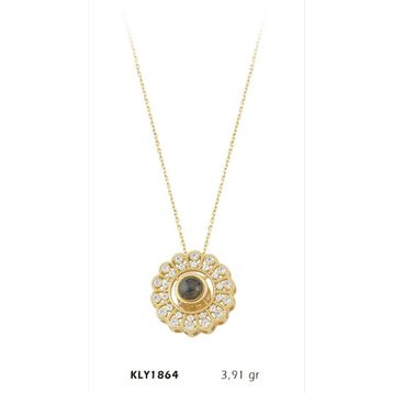 Harem Altın KLY1864 14 Ayar Altın 100 Dilde Seni Seviyorum Taşlı Halka Kolye