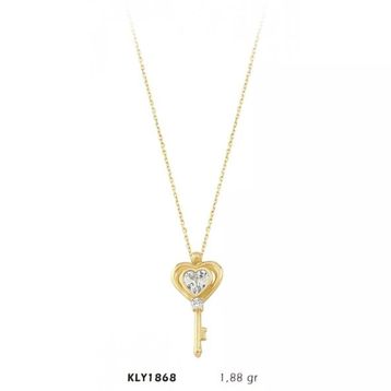 Harem Altın KLY1868 14 Ayar Altın Kalpli Tektaş Anahtar Kolye