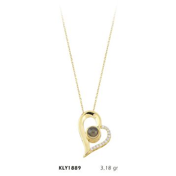 Harem Altın KLY1889 14 Ayar Altın Seni Seviyorum Taşlı Kalp Kolye
