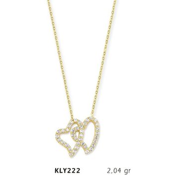 Harem Altın KLY222 14 Ayar Altın İkili Kalp Kolye