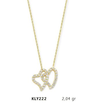 Harem Altın KLY222 14 Ayar Altın İkili Kalp Kolye