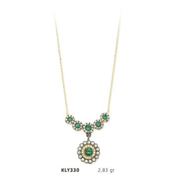 Harem Altın KLY330 14 Ayar Altın Yeşil Taşlı Kolye