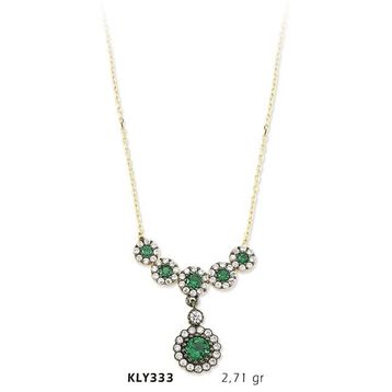 Harem Altın KLY333 14 Ayar Altın Yeşil Taşlı Kolye