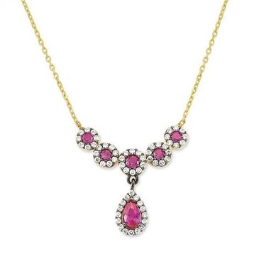 Harem Altın KLY334 14 Ayar Altın Pembe Taşlı Kolye