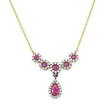 Harem Altın KLY334 14 Ayar Altın Pembe Taşlı Kolye