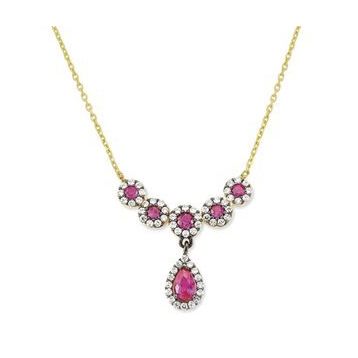 Harem Altın KLY334 14 Ayar Altın Pembe Taşlı Kolye