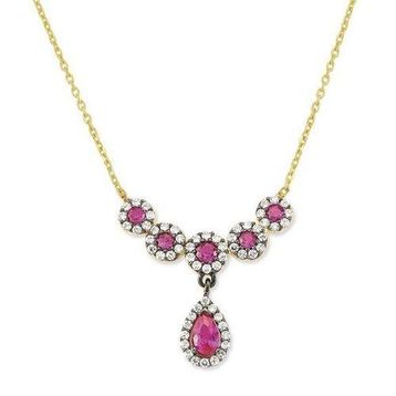 Harem Altın KLY334 14 Ayar Altın Pembe Taşlı Kolye