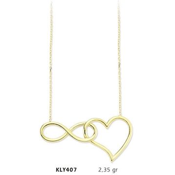 Harem Altın KLY407 14 Ayar Kalp Sonsuzluk Altın Kolye