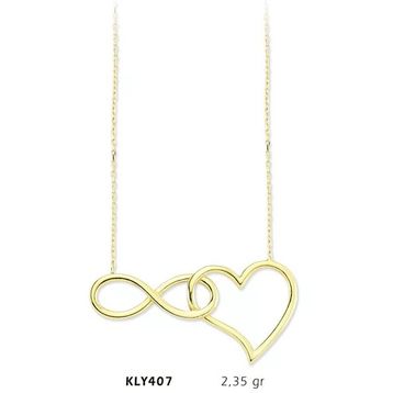 Harem Altın KLY407 14 Ayar Kalp Sonsuzluk Altın Kolye