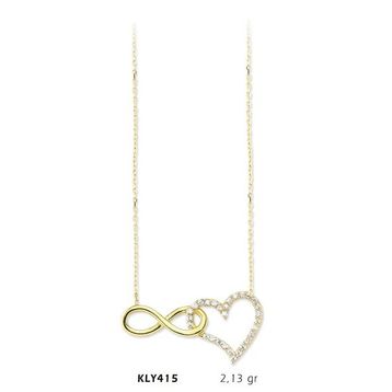 Harem Altın KLY415 14 Ayar Kalp Sonsuzluk Altın Kolye