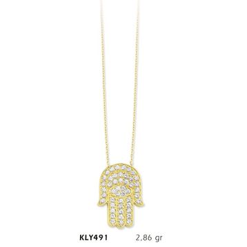 Harem Altın KLY491 14 Ayar Fatma Eli Altın Kolye