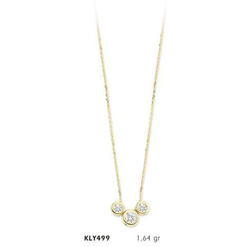 Harem Altın KLY499 14 Ayar Altın Üç Tektaş Kolye
