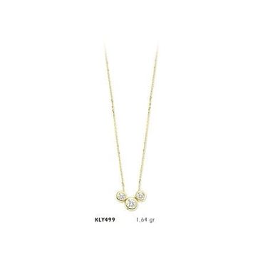Harem Altın KLY499 14 Ayar Altın Üç Tektaş Kolye