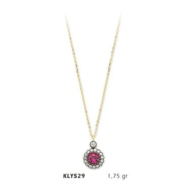 Harem Altın KLY529 14 Ayar Altın Pembe Taşlı Kolye